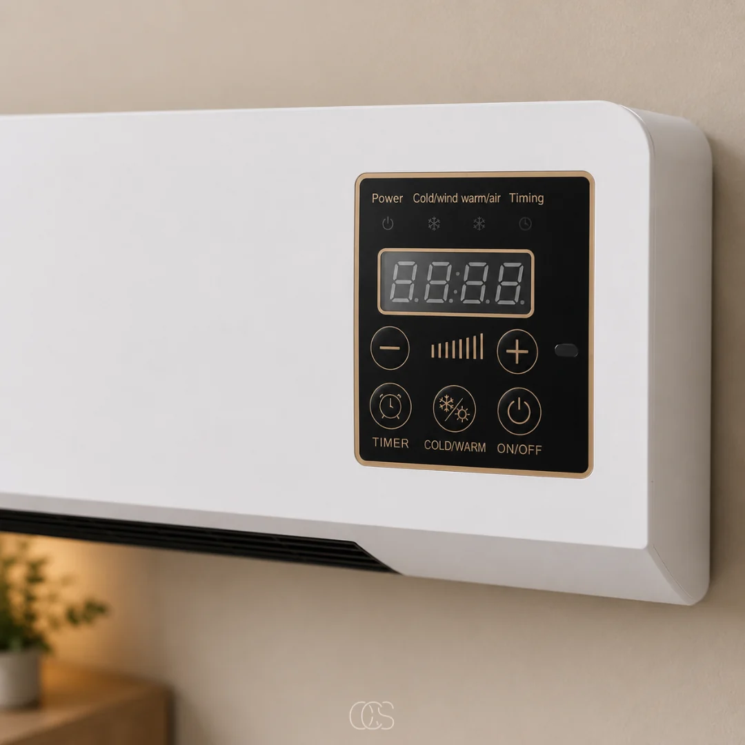Ventilateur chauffage mural avec télécommande installé par GMD Électricité
